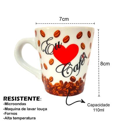 Imagem de Xícaras caneca Café Chá Porcelana 110 Ml louça personalizada 6 unidade Envio Rápido