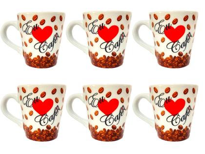 Imagem de Xícaras caneca Café Chá Porcelana 110 Ml louça personalizada 6 unidade Envio Rápido