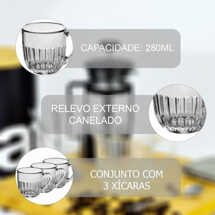 Imagem de Xícaras Conjunto Decorativo Com 3 Designer Versátil Moderno Transparente Café Chá
