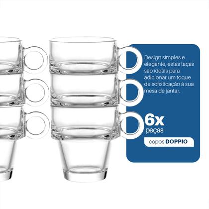 Imagem de Xícaras Empilhaveis Doppio 90ml 6 peças Vidro - Dolce Home