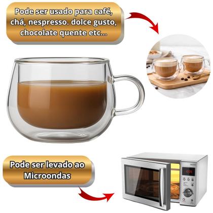 Imagem de Xicaras Vidro Duplo 140ml Com Pires Caneca Parede Dupla 2un