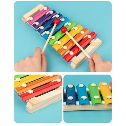 Imagem de Xilofone Infantil Brinquedo Musical MDF Com Baquetas Educativo e Didático