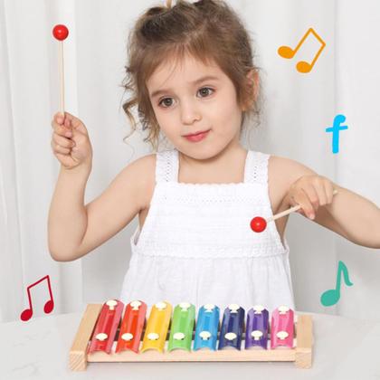 Imagem de Xilofone Infantil Brinquedo Musical MDF Com Baquetas Educativo e Didático