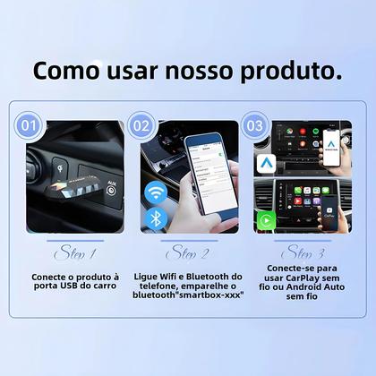 Imagem de XUDA AI Mini Box CarPlay e Android Auto - Universal 2 em 1 Sem Fio para Rádio de Carro (99% Compatível)