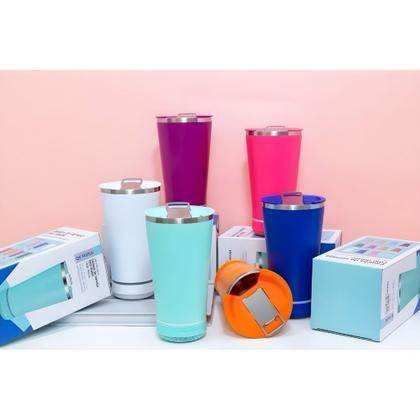 Imagem de (XXX) Bluetooft Copo Térmico Com Caixa De Som E Led Parede Dupla De Inox Linha Premium