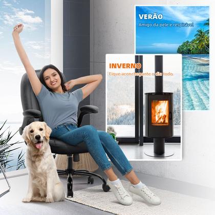 Imagem de YAMASORO Cadeira Escritório Ergonômica Lombar de Apoio Cadeira Giratória com Rodas e Apoio de Braço Flip-up 