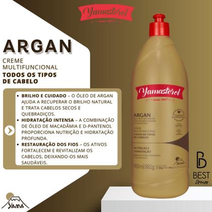 Imagem de Yamasterol Argan Creme Multifuncional Capilar Todos Tipos De Cabelo Hidratação E Brilho Yama 900ml