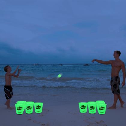 Imagem de Yard Pong Game Juegoal Glow in Dark com 12 baldes e 6 bolas