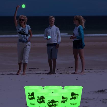 Imagem de Yard Pong Game Juegoal Glow in Dark com 12 baldes e 6 bolas