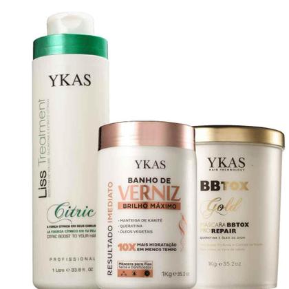 Imagem de Ykas Progressiva Citric 1L + Verniz 1Kg + Bbtox Gold 1Kg