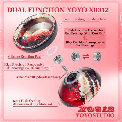 Imagem de YOYOSTUDIO X0312 Fingerspin Trick Yoyo Professional Responsive Yoyo para crianças de 8 a 12 anos, Yo yo yo que não responde para crianças e adultos, kit de metal com kit de rolamentos, 10 cordas de ioiô, estojo e luva  preto, vermelho, prata