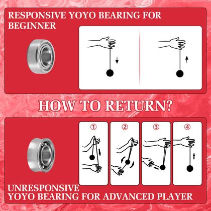 Imagem de YOYOSTUDIO X0312 Fingerspin Trick Yoyo Professional Responsive Yoyo para crianças de 8 a 12 anos, Yo yo yo que não responde para crianças e adultos, kit de metal com kit de rolamentos, 10 cordas de ioiô, estojo e luva  preto, vermelho, prata