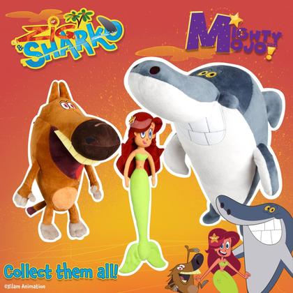 Imagem de Zig e Sharko Collectible Plush Dolls Bundle da Zig and Sharko Show - Brinquedo de pelúcia bonito, macio, recheado para crianças - Oficialmente licenciado - 12 polegadas - Inclui Zig, Sharko e Marina