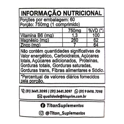 Imagem de ZMA Zinco/ Magnésio/ Vitamina B6 60 Comprimidos Titan