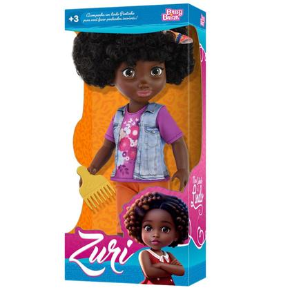 Imagem de Zuri Boneca com Pentinho Articulada Negra Black Vinil 40cm