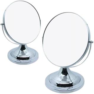 01 Espelho Base Metal Giratório Ampliação 5x Balcão Ótica Óculos Maquiagem dupla face grau
