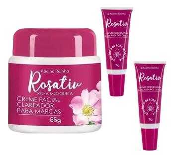 1 Creme Facial Clareador Rosa Mosqueta 55g + 2 Creme Regenerador Olhos 15g