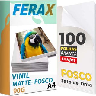 100 Adesivo Vinil Branco Fosco Jato De Tinta A4 - Pode usar Resina