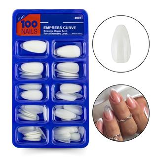 100 Unhas Postiças Almond Curta Branca Leitosa Natural Lisa Manicure Fácil Aplicação Esmal