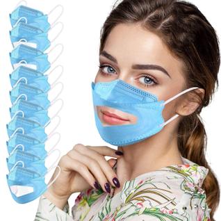 10pcs Adulto Transparente Lábios Máscara Facial Descartável Sólida Máscara Ear