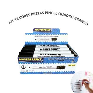 12 Caneta Pincel Quadro Branco Masterprint Cor Azul