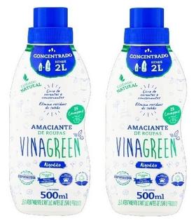 2 Amaciante Roupas Vinagreen Algodão Concentrado em Frasco 500 Ml