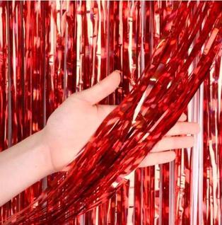 2 Cortinas Metálica Vermelha Franja 2x1m Festa Evento