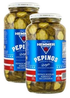 2 pepino em rodela agridoce em conserva burguer hemmer 440g