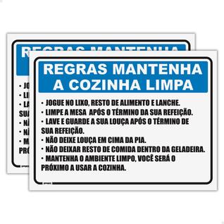 2 Placas De Regras Para Cozinha Mantenha O Ambiente Limpo