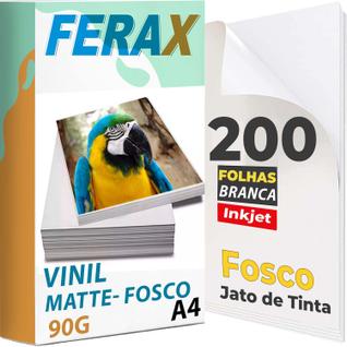 200 Adesivo Vinil Branco Fosco Jato De Tinta A4  - Pode usar Resina