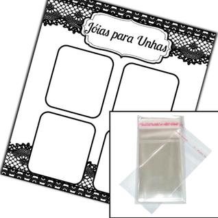 200 Cartão para fazer Joias de Unha Fila Única com Saquinho
