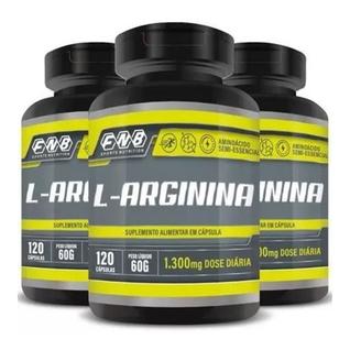3 Aminoácido L- Arginina 100% Pura 120 Cáps 1300mg Dose