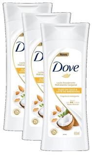 3 Dove Loção Hidratante Corporal Óleo Coco E Amêndoas 400Ml