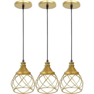 3 Pendentes Aramado Esfera Balonê Lustre Luminária Teto Regulável Sala Cozinha Industrial 