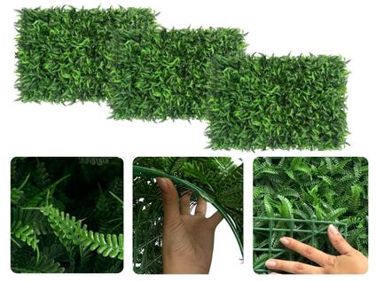 3 Quadros Verdes Placas Rico em Folhagens e Cores Vibrantes Planta Artificial Parede Verti