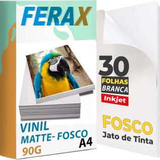 30 Adesivo Vinil Branco Fosco Jato De Tinta A4 - Pode usar Resina