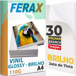 30 Adesivos Vinil Branco Brilho P/ Impressora Jato Tinta A4 - Pode usar Resina
