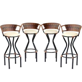 4 Banquetas para Balcão com Assento Estofado Charme em Ferro
