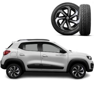 4 Calota Spider Black Silver Aro 14 Renault Clio Sandero