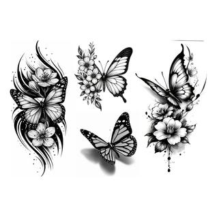 4 Tatuagem Falsa Temporária Borboletas