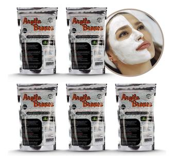 5 Máscaras Faciais Argila Branca Anti-manchas 100g Dermabel