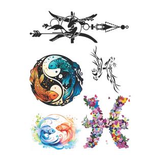 5 Tatuagens Temporárias Tema Signo Peixes