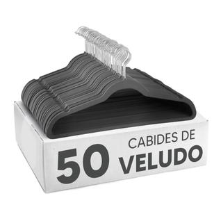 50 Cabides Veludo Cinza Slim Ultra Finos Antideslizante Cinza