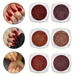 6 Glitters Finos Decoração Encapsulamento de Unhas Vermelho Manicure Nail Art Nail Designe