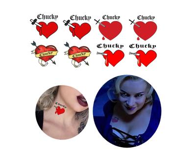 8 tatuagens temporárias modelos noiva do chucky hallowen