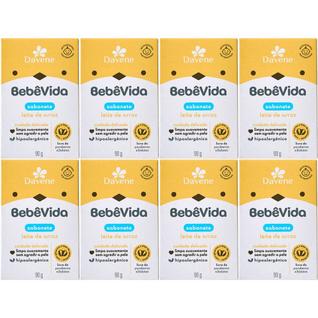 8UN Sabonete Vegetal Bebe Vida Leite de Arroz 90g Davene