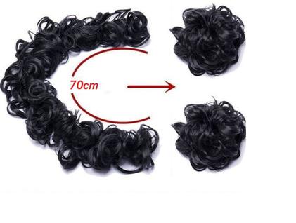 Acessório cabelo aplique c/ cabelo sintético de arame p/ rabo de cavalo ou coque