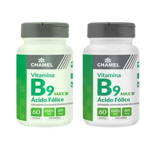 Ácido Fólico Max - Vitamina B9   2 frascos c/ 60 cápsulas - Chamel