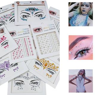 Adesivo Autocolante  para Rosto e Olhos: Strass Colorido Stickers Face Jewels Carnaval e F