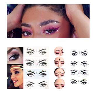 Adesivo Autocolante  para Rosto e Olhos: Strass Colorido Stickers Face Jewels Carnaval e F